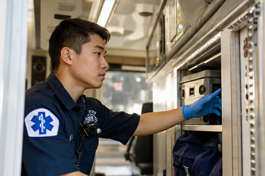 A new EMT checking the rig
