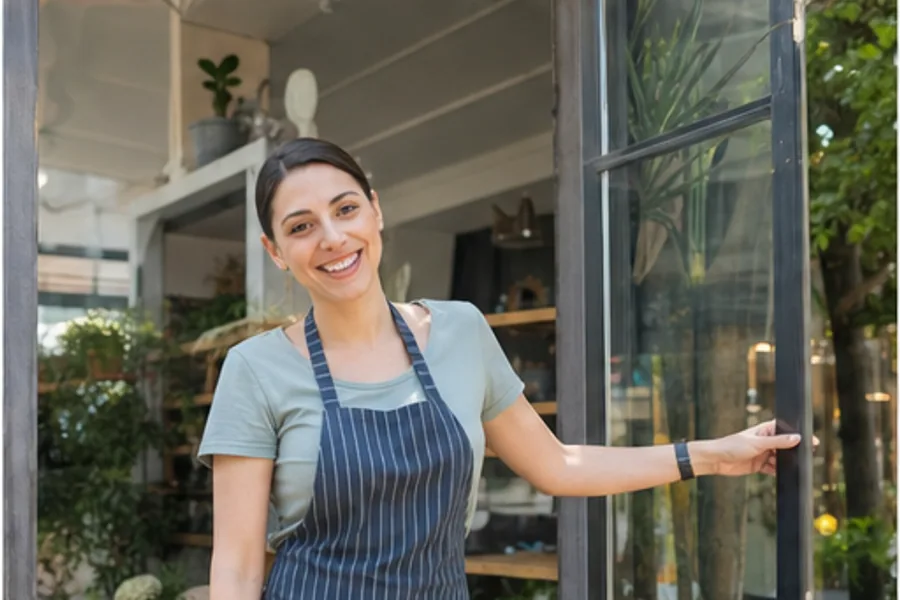 An owner at their storefront