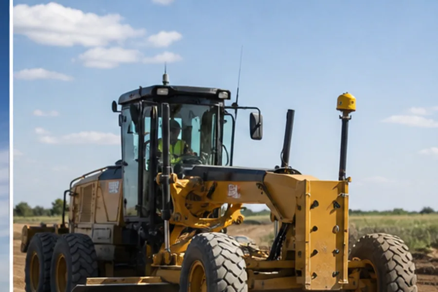 A grader finishing a road base