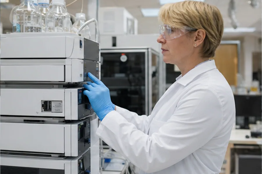 A QC tech at the HPLC