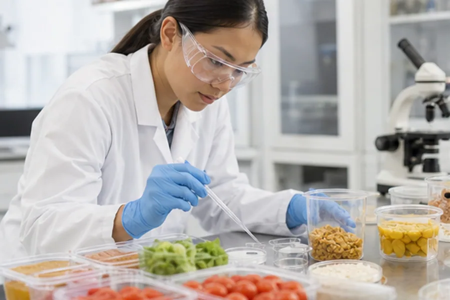 A food-science lab bench