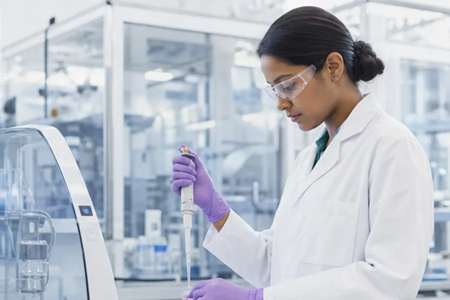 A cleanroom-adjacent pharma lab