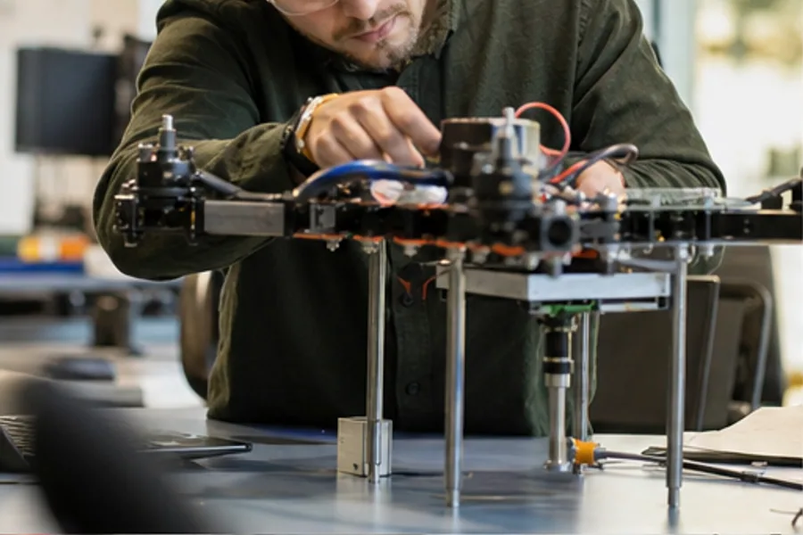 A product prototype on a bench