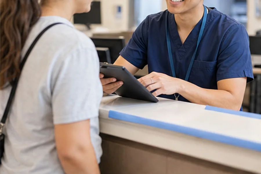 An urgent care intake area