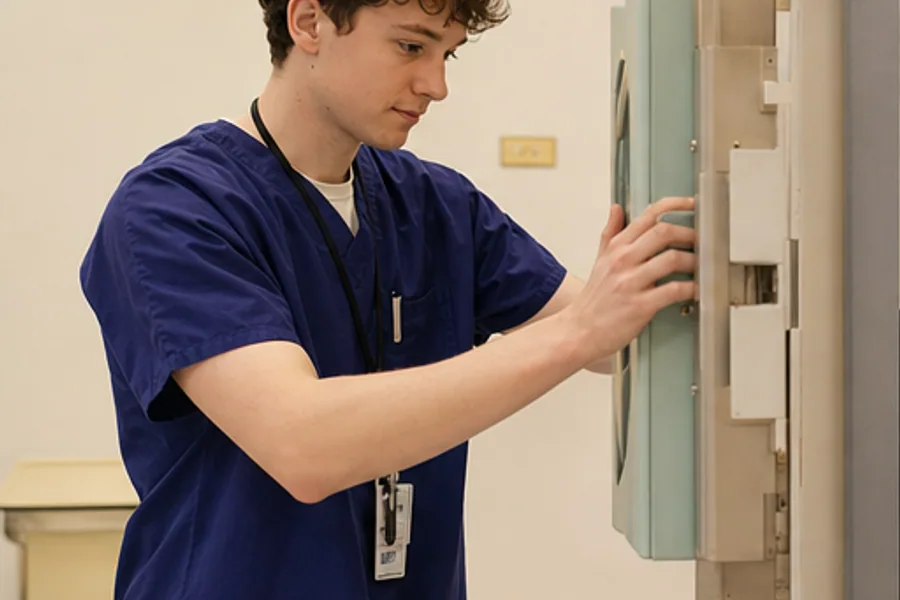 A radiography student on rotation
